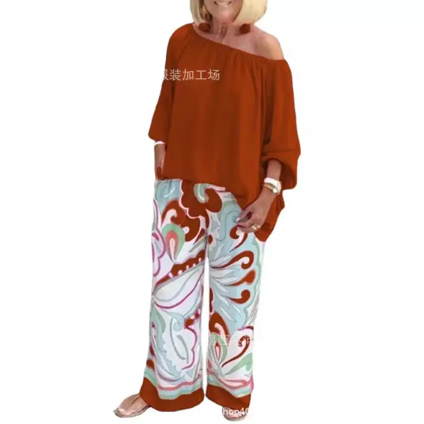 2025 Plus Size Women's Pink Floral Loose Two-Piece Set - Image 7