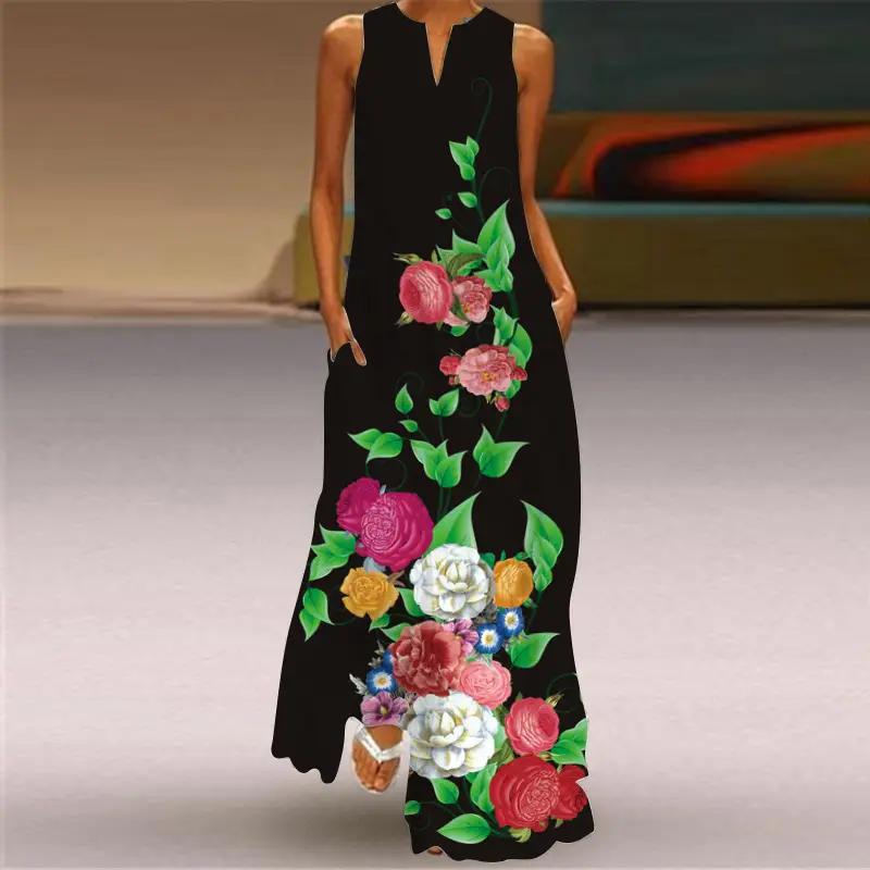 2026 Summer V-Neck Sleeveless Dress with Feather Print - Image 6