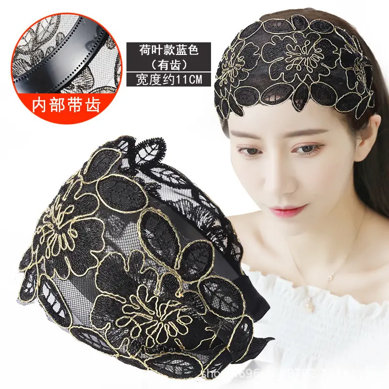 Ethnic Embroidered White Hair Cover with Lace Band - Image 8