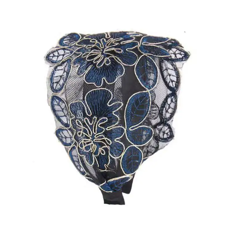 Ethnic Embroidered White Hair Cover with Lace Band - Image 10