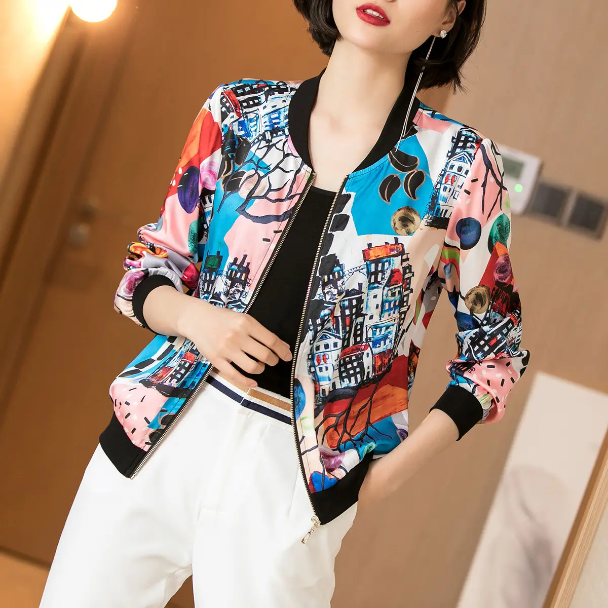 Women Printed Chiffon Jacket Spring Fall 2025 - Image 5
