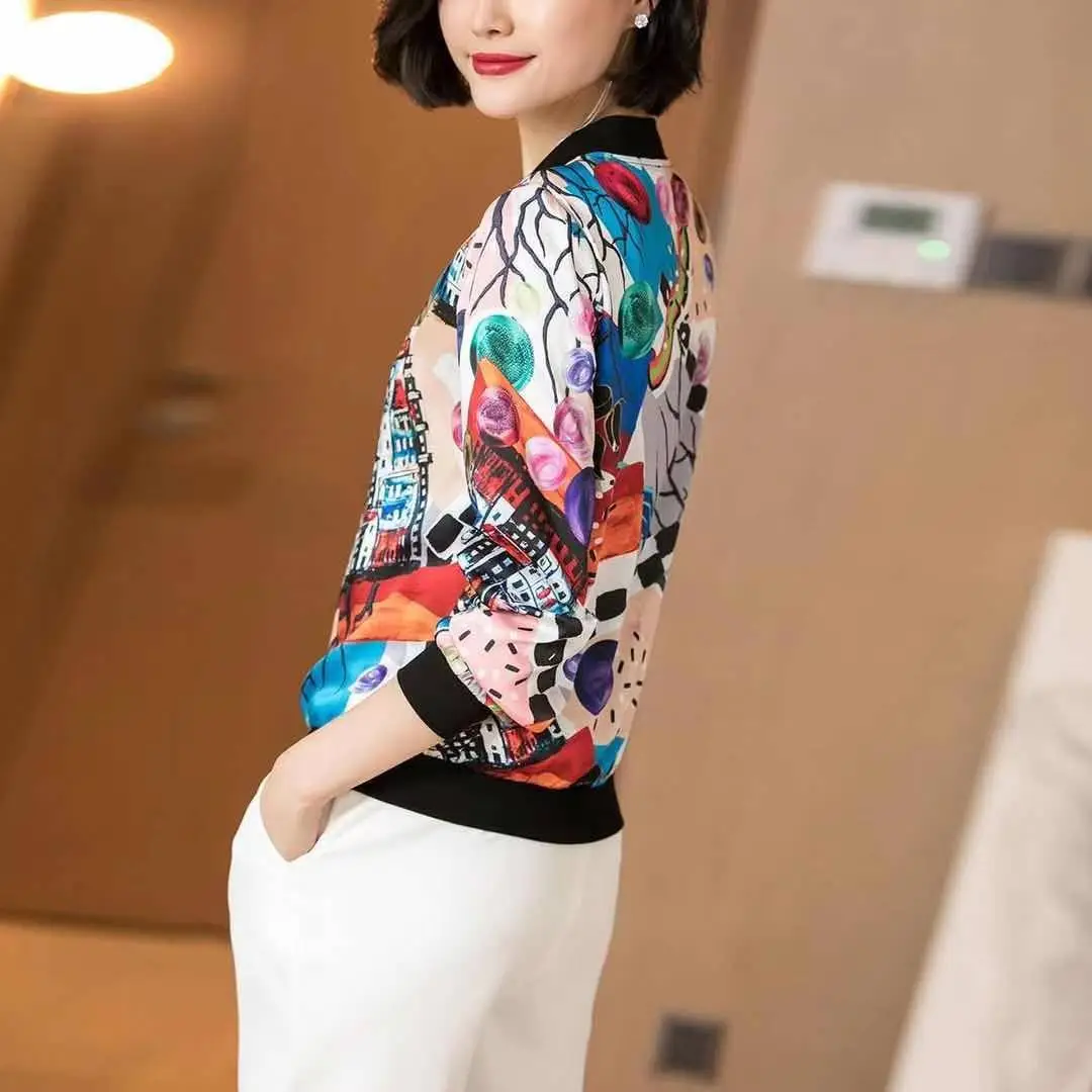 Women Printed Chiffon Jacket Spring Fall 2025 - Image 6