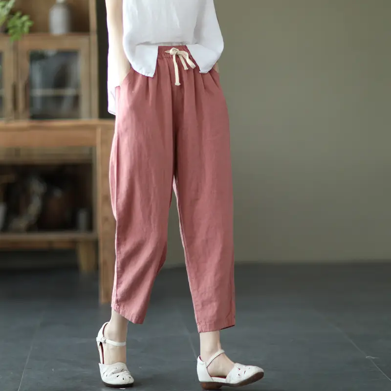 Women Navy Blue Plus Size Loose Fit Pants - Image 12