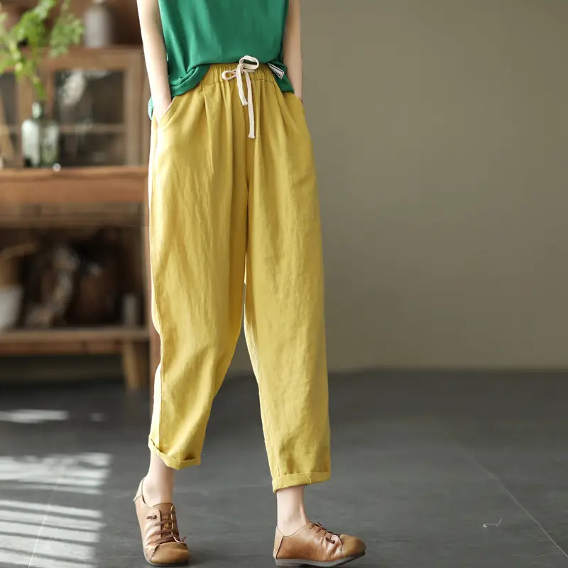 Women Navy Blue Plus Size Loose Fit Pants - Image 13