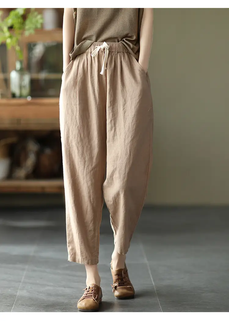 Women Navy Blue Plus Size Loose Fit Pants — feature 13