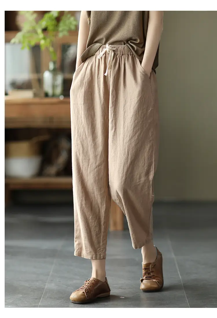 Women Navy Blue Plus Size Loose Fit Pants — feature 14