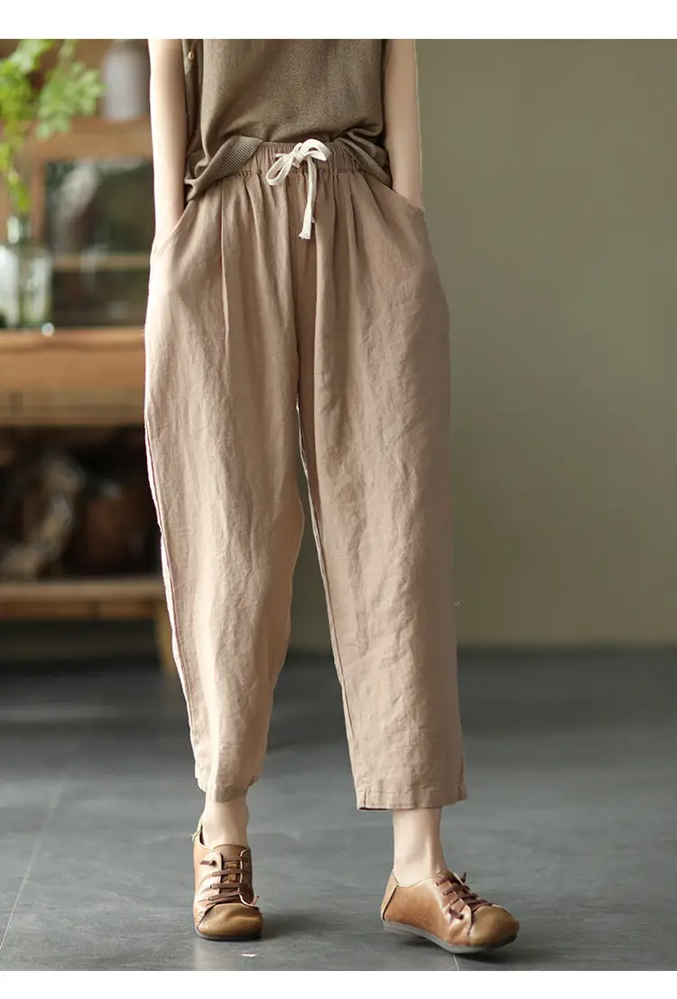 Women Navy Blue Plus Size Loose Fit Pants — feature 15