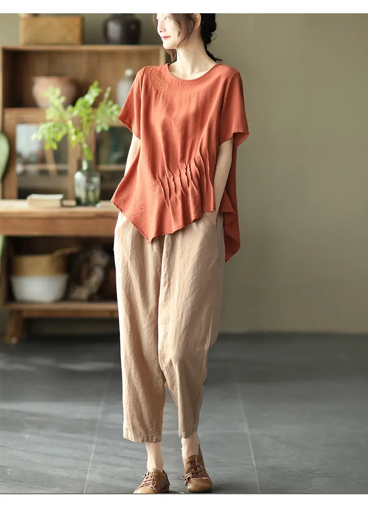 Women Navy Blue Plus Size Loose Fit Pants — feature 17