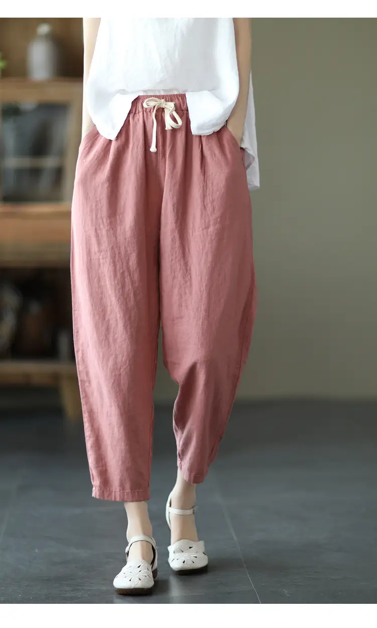 Women Navy Blue Plus Size Loose Fit Pants — feature 20