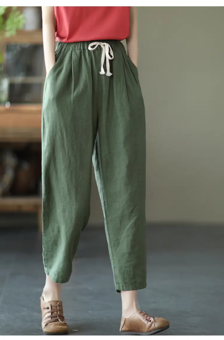 Women Navy Blue Plus Size Loose Fit Pants — feature 27