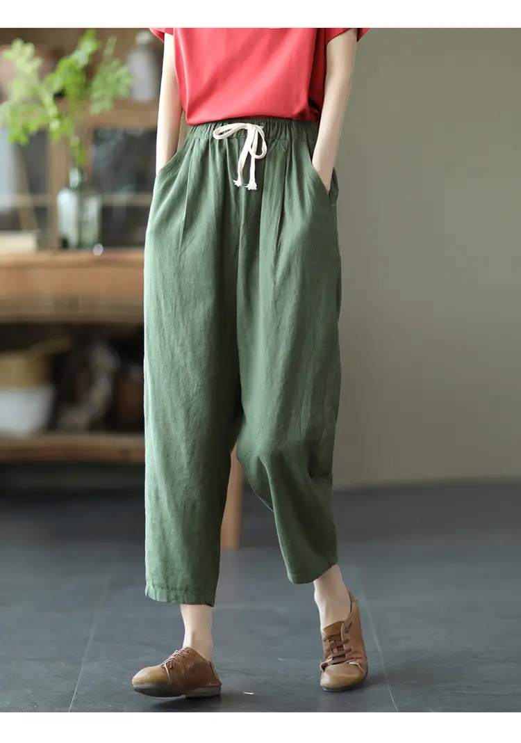 Women Navy Blue Plus Size Loose Fit Pants — feature 28
