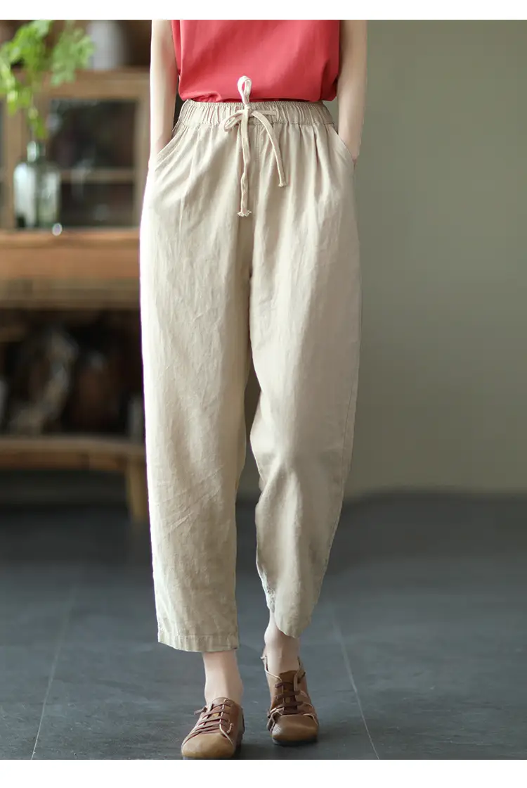 Women Navy Blue Plus Size Loose Fit Pants — feature 30