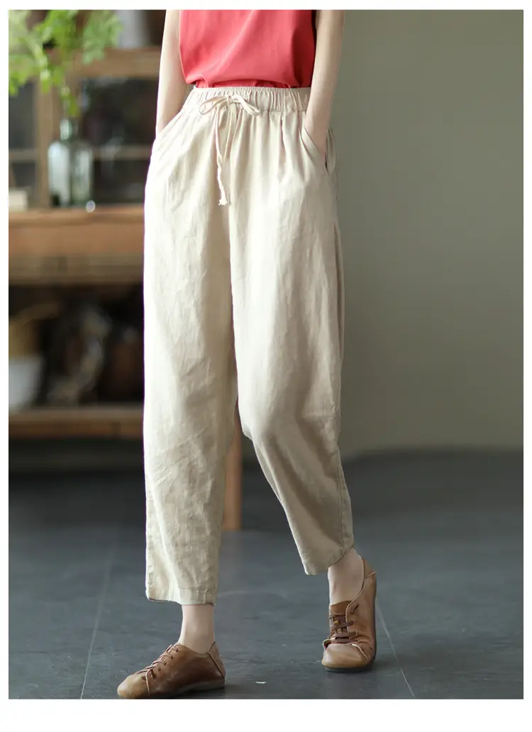 Women Navy Blue Plus Size Loose Fit Pants — feature 31