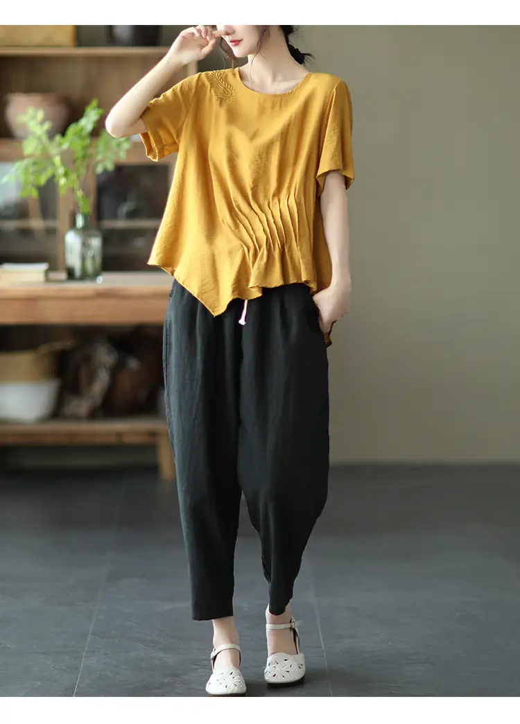 Women Navy Blue Plus Size Loose Fit Pants — feature 36