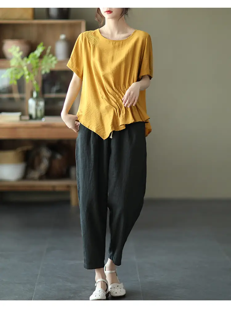 Women Navy Blue Plus Size Loose Fit Pants — feature 37