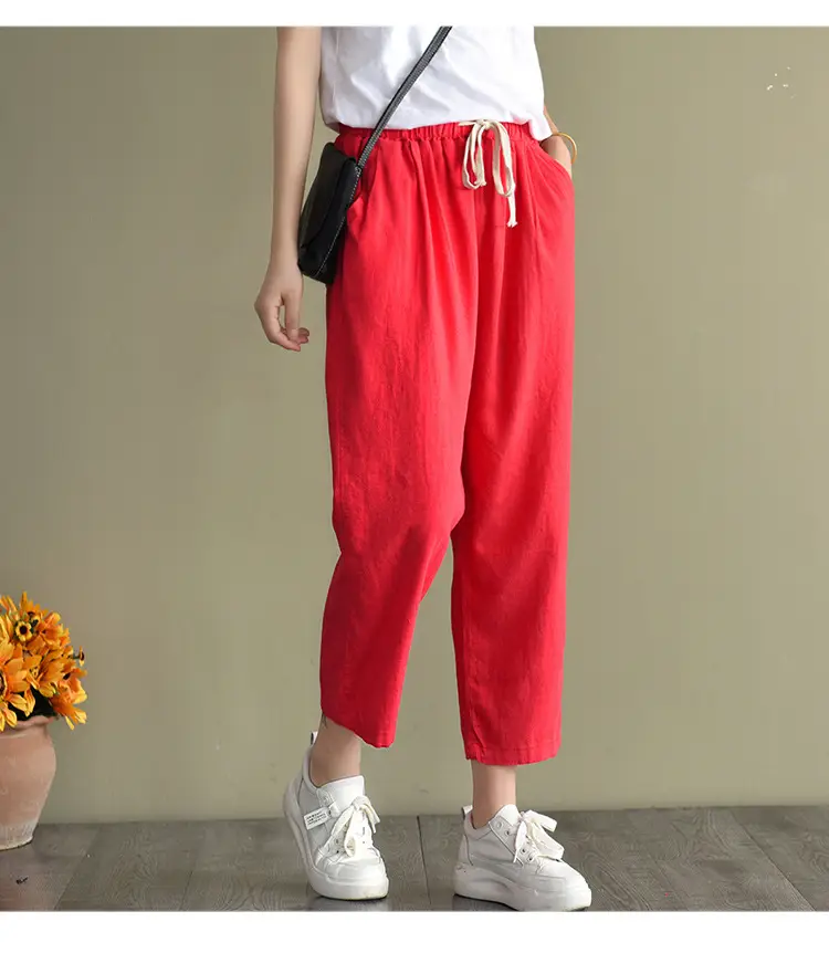 Women Navy Blue Plus Size Loose Fit Pants — feature 38