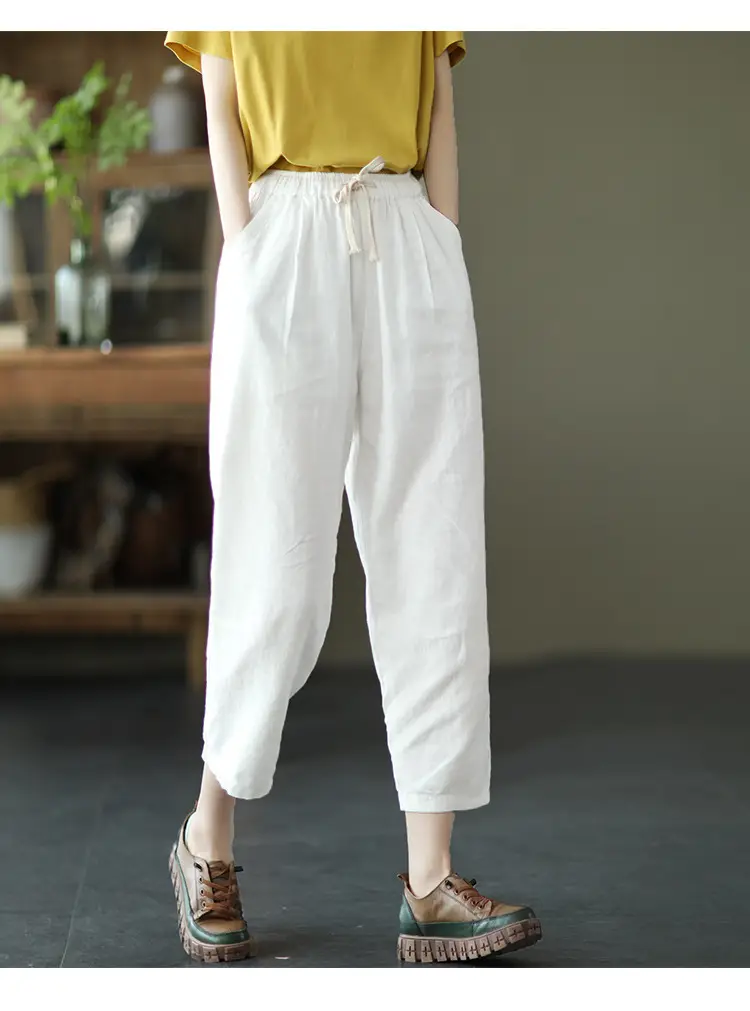 Women Navy Blue Plus Size Loose Fit Pants — feature 8
