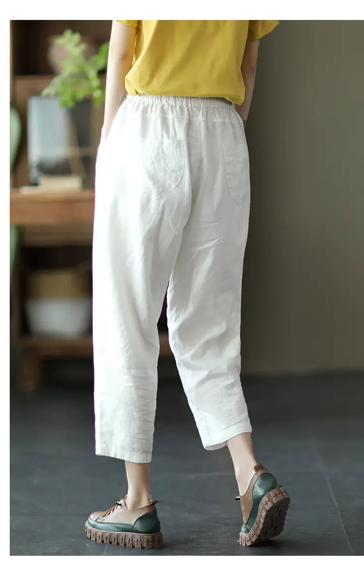 Women Navy Blue Plus Size Loose Fit Pants — feature 9