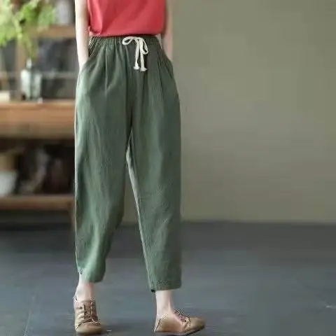 Women Navy Blue Plus Size Loose Fit Pants - Image 7