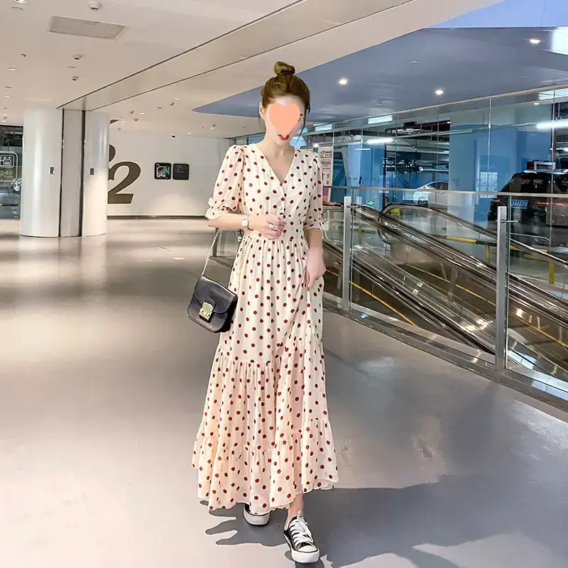 Women Floral Chiffon Dress Long High Waist Beach Wear