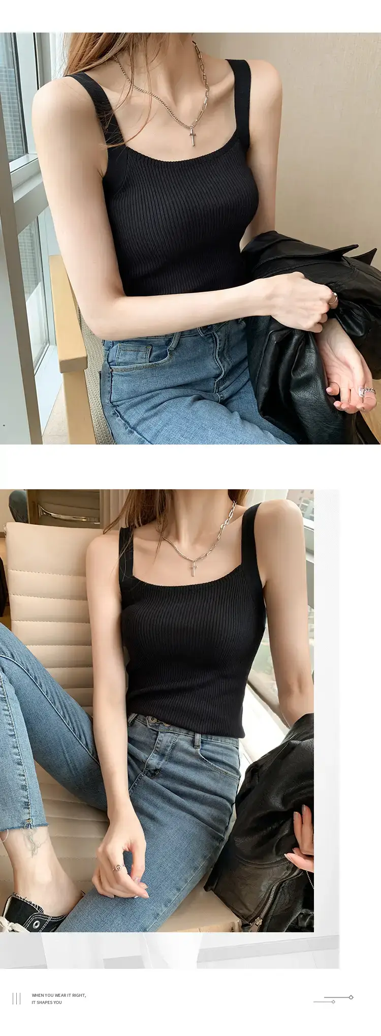 Women's White Knitted Sleeveless Camisole Summer Top — feature 7