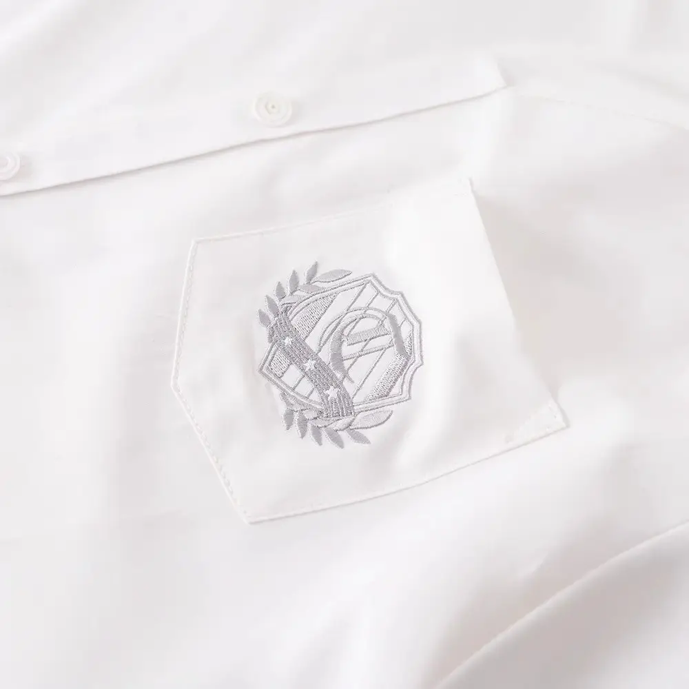 2021 White Embroidered Women's Short Sleeve Shirt - Image 6