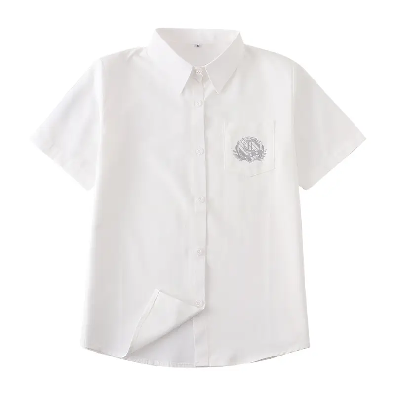 2021 White Embroidered Women's Short Sleeve Shirt - Image 7