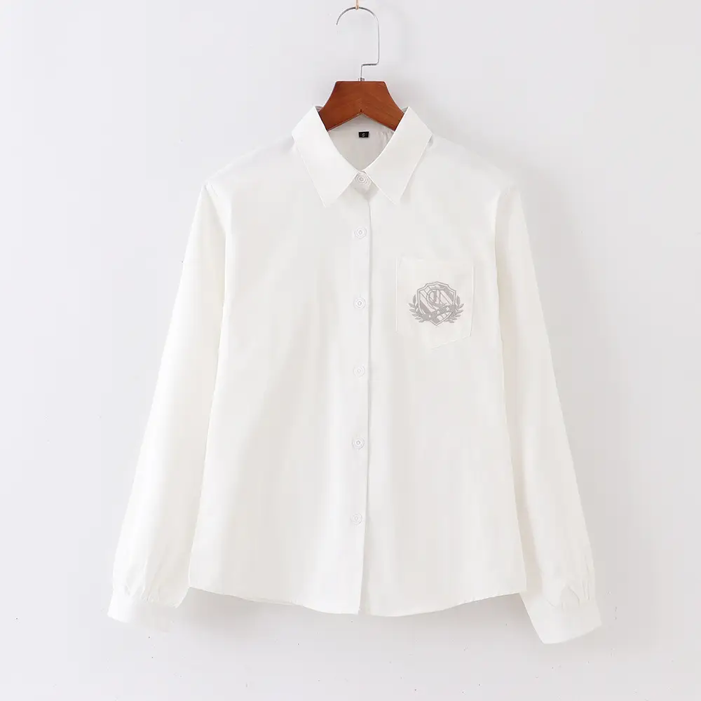 2021 White Embroidered Women's Short Sleeve Shirt - Image 2