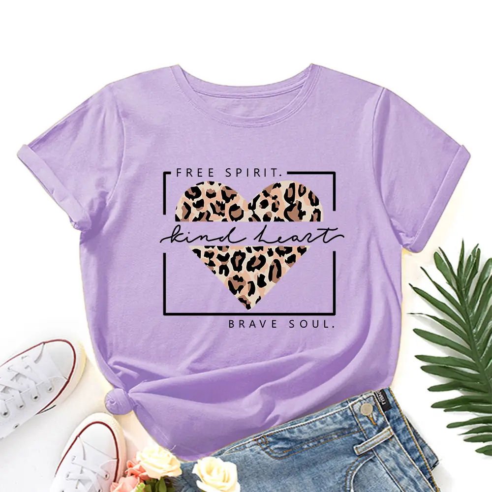 Green T-Shirt with Leopard Print & "Free Spirit" Design - Image 13