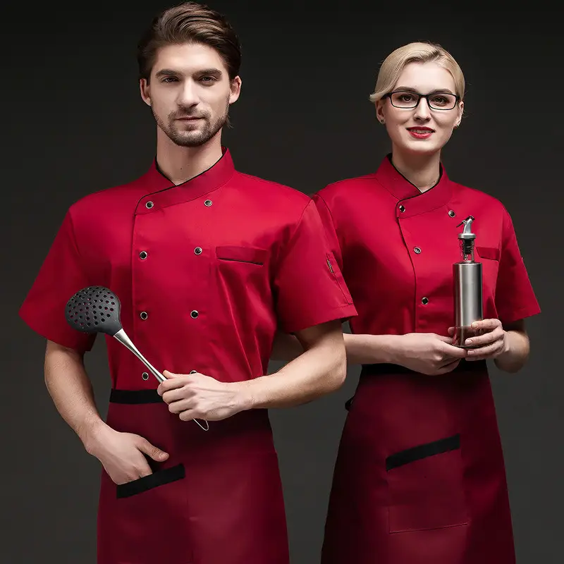 Men & Women Blue Mesh Catering Chef Shirt Set - Image 13