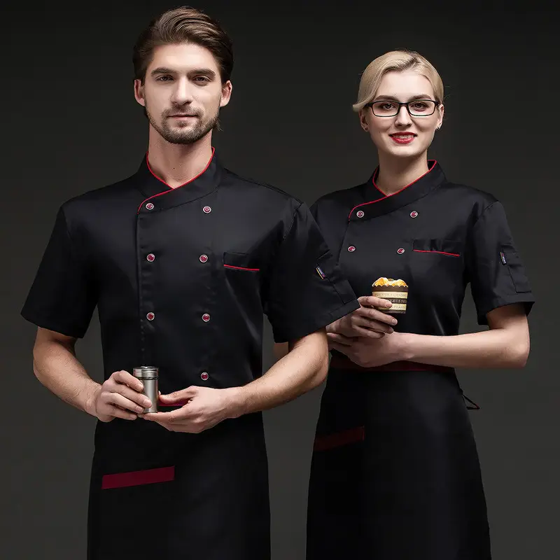 Men & Women Blue Mesh Catering Chef Shirt Set - Image 2