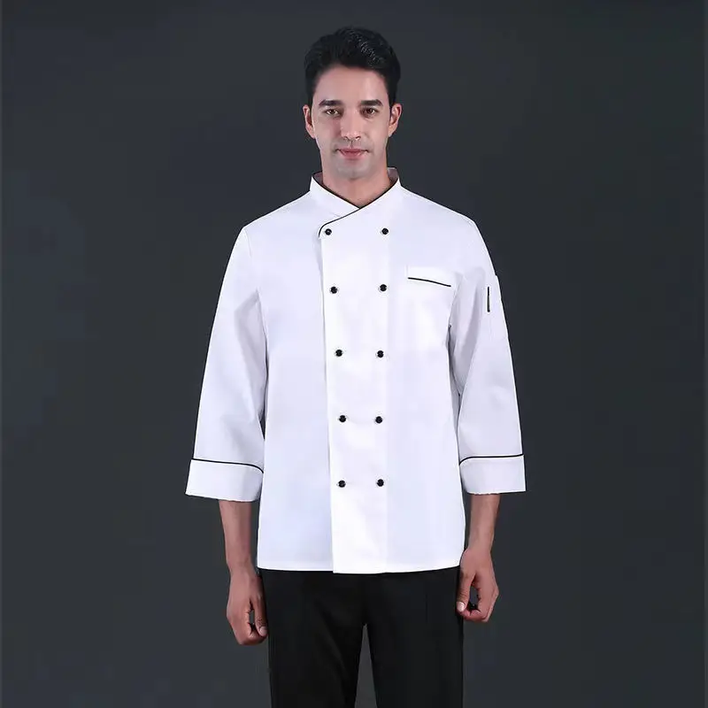 Men & Women Blue Mesh Catering Chef Shirt Set - Image 4