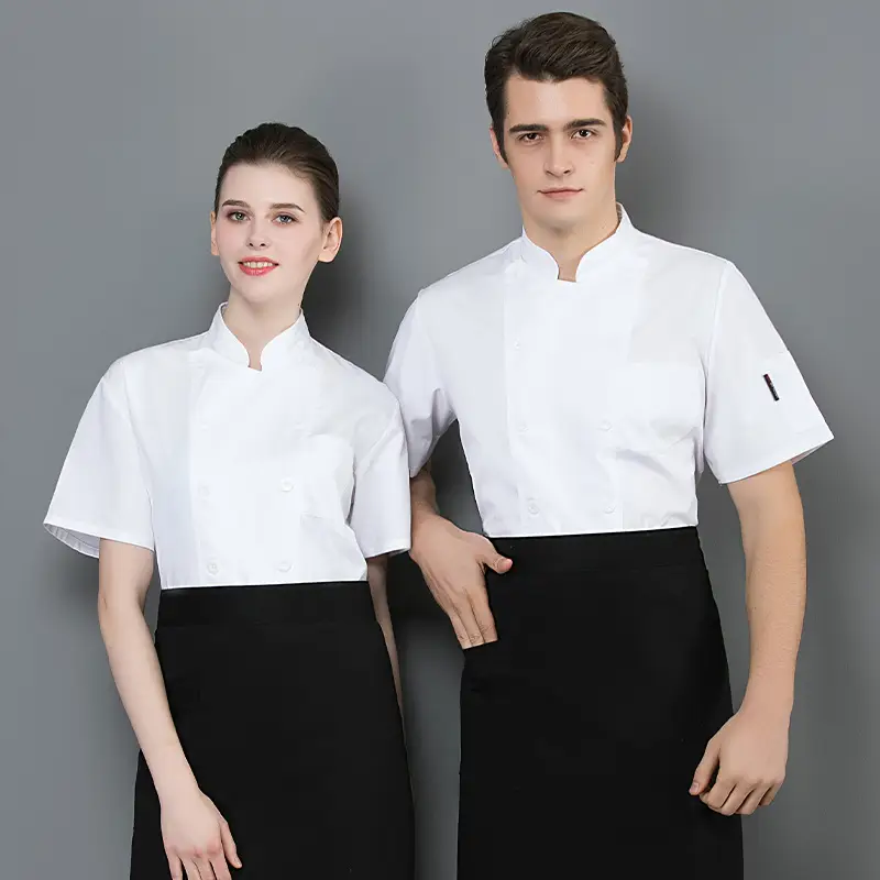 Men White Short Sleeve Shirt Summer Workwear - Image 2