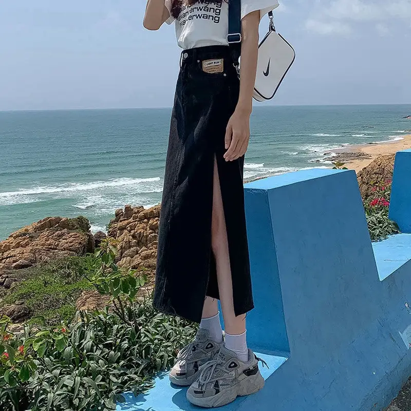 Women Denim Skirt High Waist Side Slit 2022 - Image 5