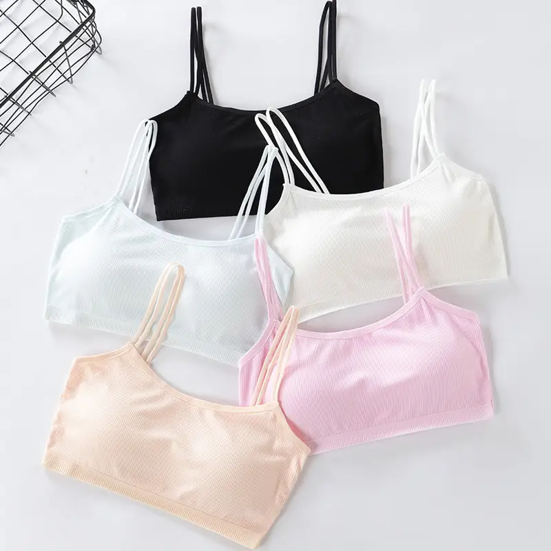 Girls' Tube Top Pure Cotton Double-Layer Middle and Large Children's Bra Junior High School Girls Vest Sling Underwear Developmental Children's Underwear
