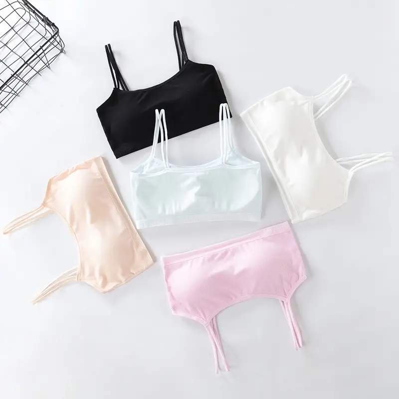 Girls' Tube Top Pure Cotton Double-Layer Middle and Large Children's Bra Junior High School Girls Vest Sling Underwear Developmental Children's Underwear — feature 2