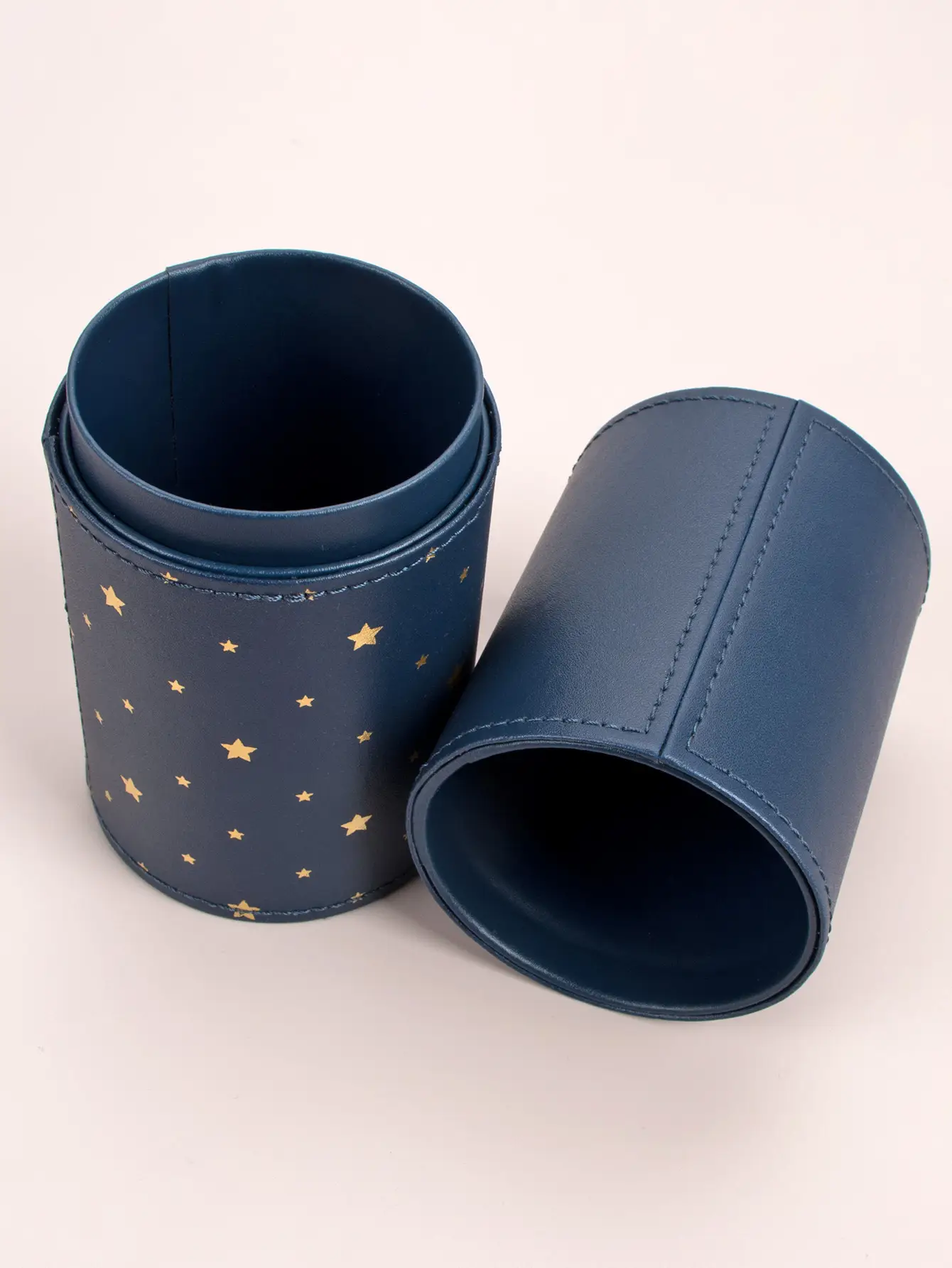 Light Blue Leather Makeup Brush Storage Barrel