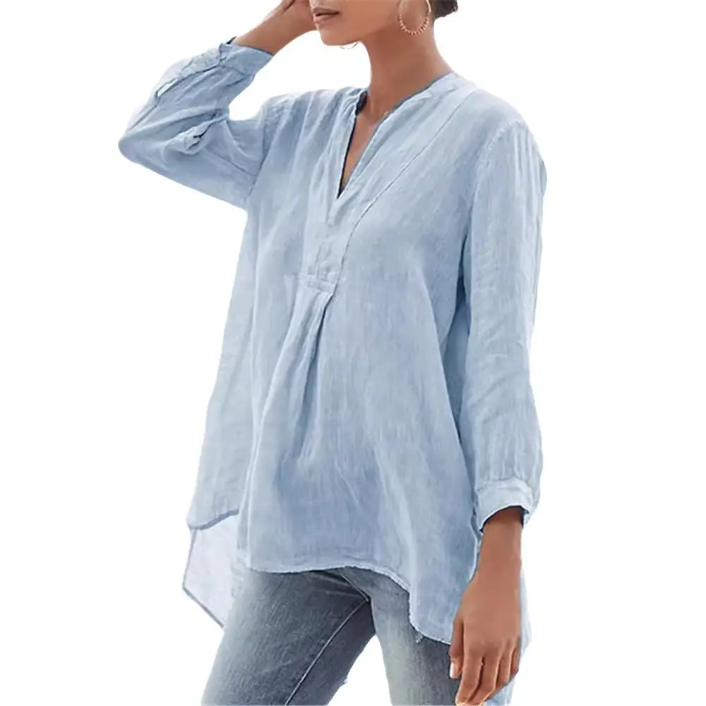 Linen 7-Point Lantern Sleeve Tulle Shirt Green