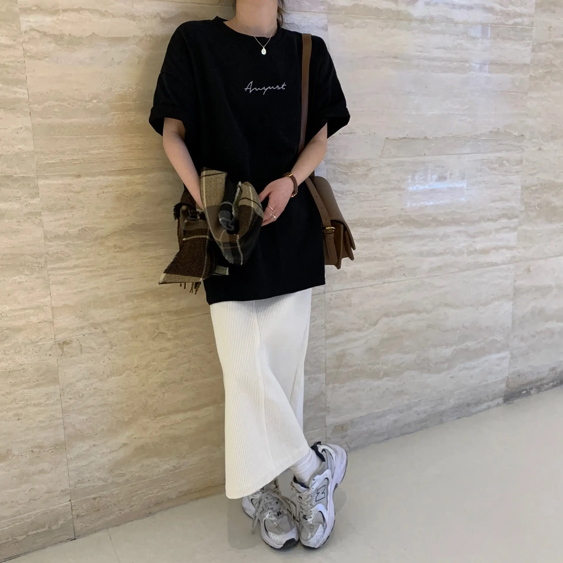 Women Loose K-Style T-Shirt Navy Blue Summer Large — feature 25
