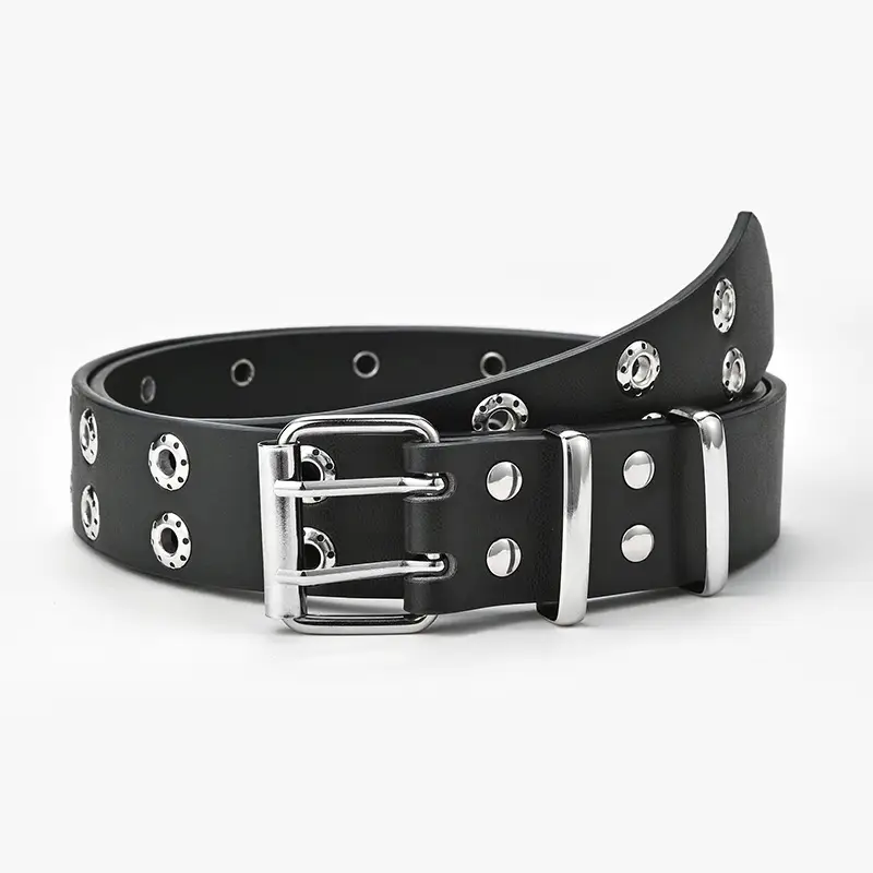 Silver PU Belt with Diamond Buckle for Women
