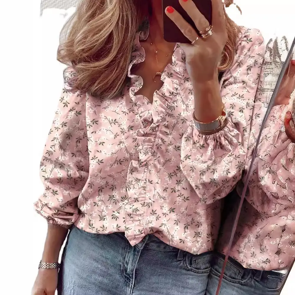 Black Ruffled Sleeve Shirt for Women Autumn Winter - Image 25