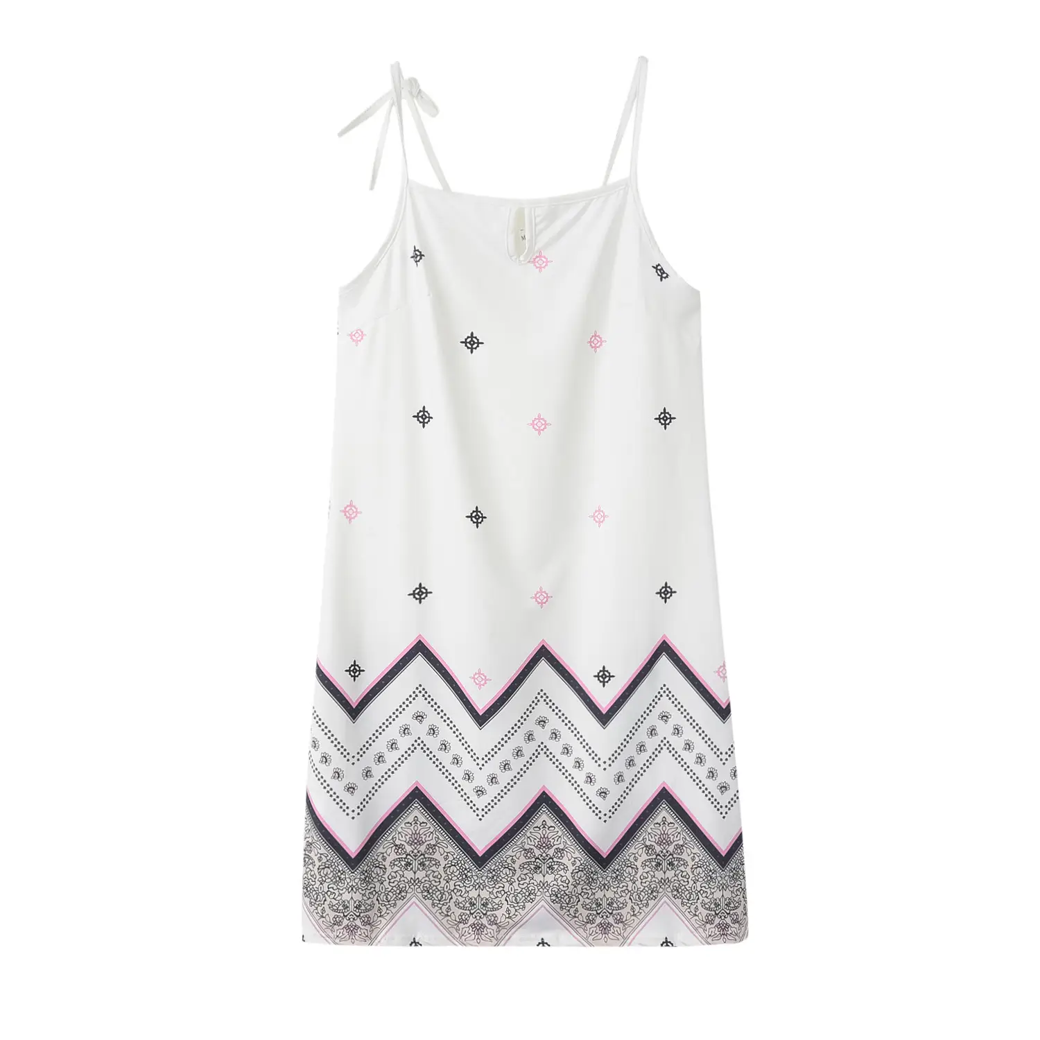 White Embroidered Sleeveless Dress with Flower Detail — feature 13