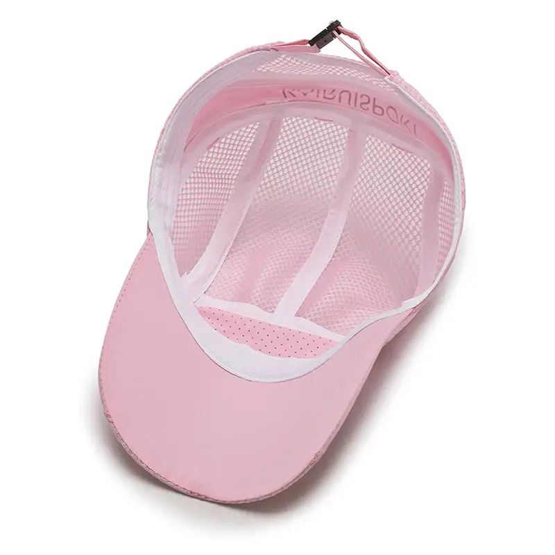 Pink Women's Mesh Travel Cap with Adjustable Closure - Image 7