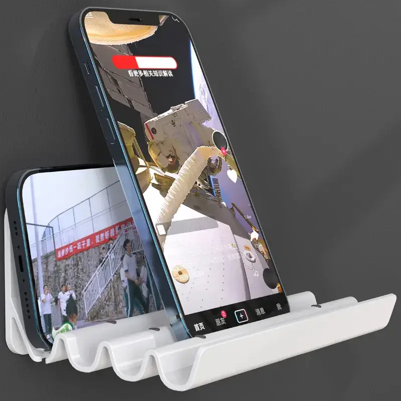 Wall-Mounted Phone Stand Gray No Drill - Image 25
