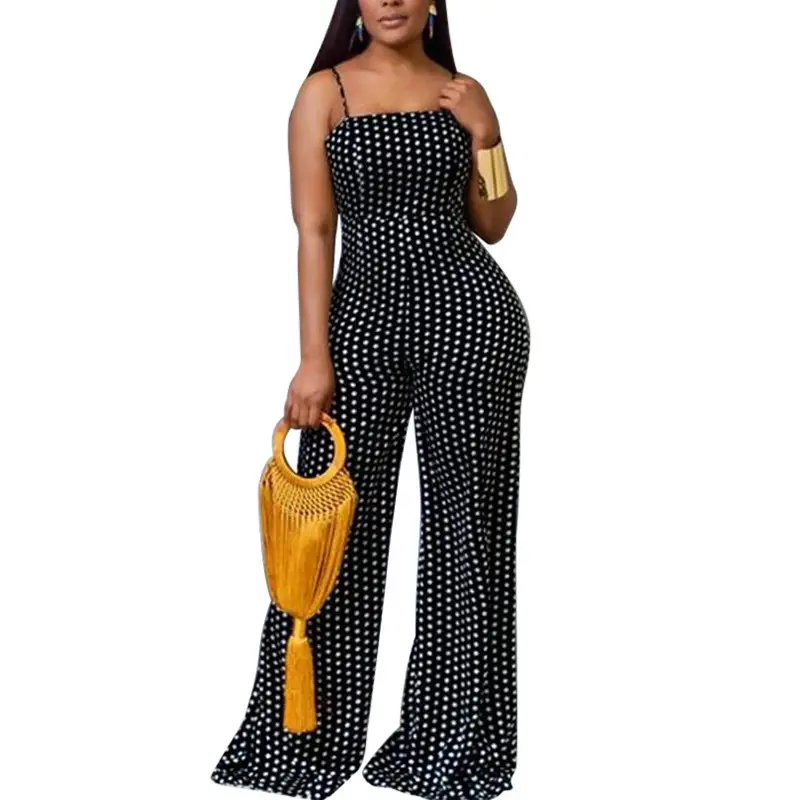 Women's Black Polka Dot Wrap Pants Set with Suspenders - Image 5