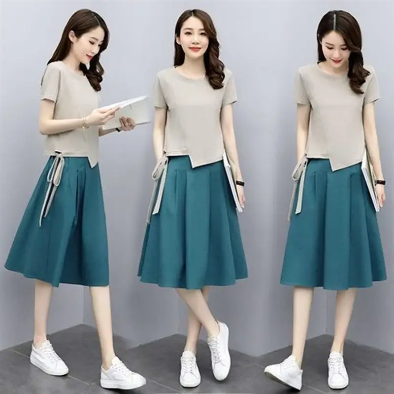 Women Loose Fit Skirt Set Summer 2026 Teal - Image 5