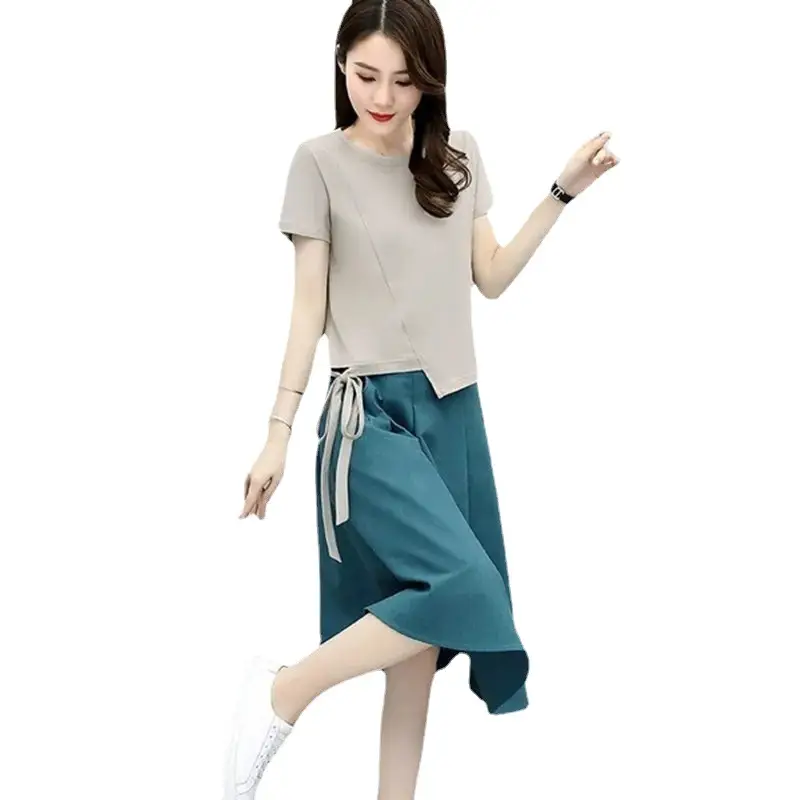 Women Loose Fit Skirt Set Summer 2026 Teal - Image 8