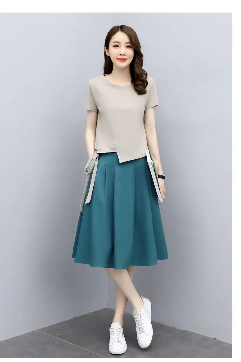 Women Loose Fit Skirt Set Summer 2026 Teal — feature 10