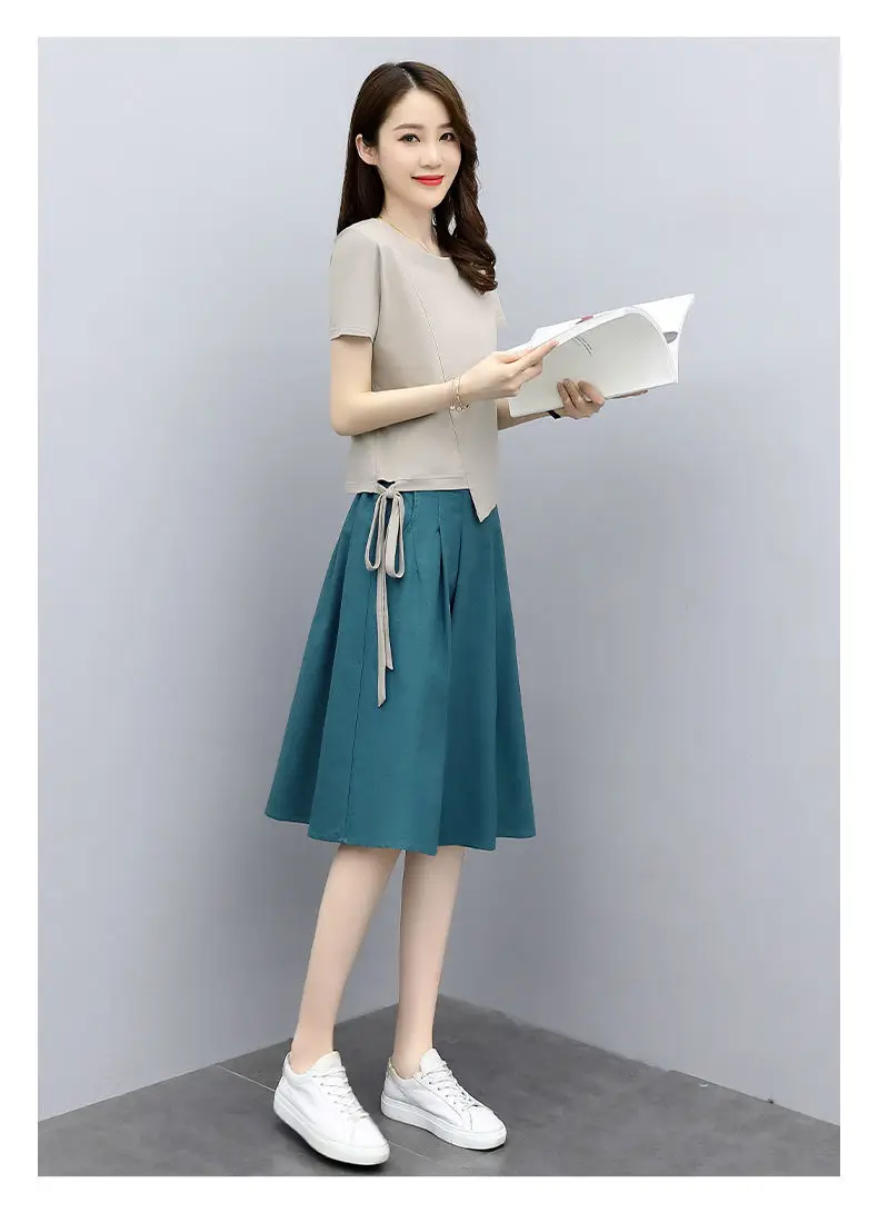 Women Loose Fit Skirt Set Summer 2026 Teal — feature 9