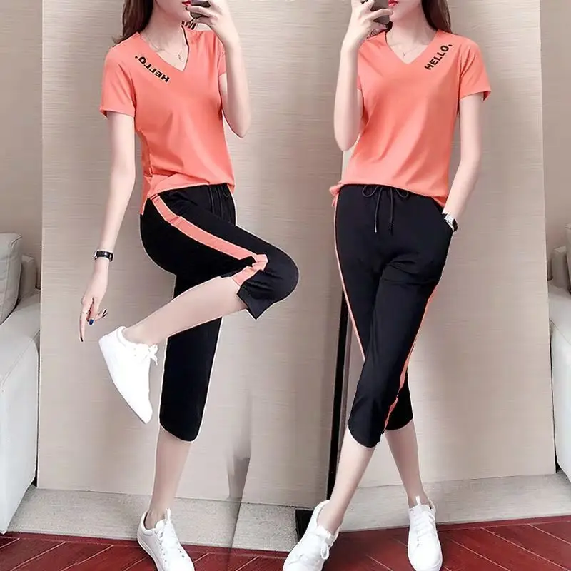 Women Casual Sportswear Two-Piece White Black Set — feature 10
